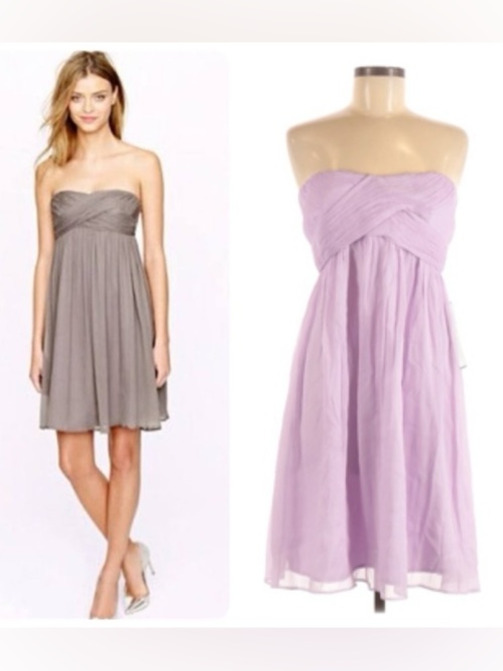 J. Crew Strapless Chiffon Dress in Lavender